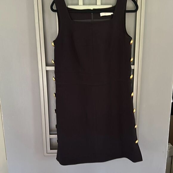 Tory Burch black shift dress square neck 4￼gold buttons - Picture 1 of 7